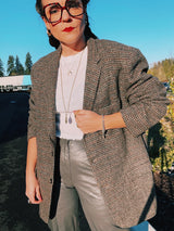 grey tartan wool blazer vintage 1960's men's blazer jacket