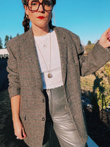 grey tartan wool blazer vintage 1960's men's blazer jacket