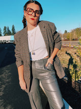 grey tartan wool blazer vintage 1960's men's blazer jacket