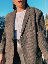 grey tartan wool blazer vintage 1960's men's blazer jacket