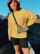 long sleeve yellow pullover vintage 1980's lacoste cotton sweater