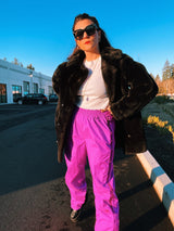 retro vintage 1980's north face purple magenta ski pants women's