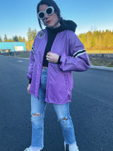 long sleeve purple zip up windbreaker vintage 1980's
