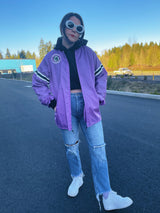 long sleeve purple zip up windbreaker vintage 1980's