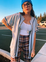 short sleeve zip up vintage baseball tee wilson's label