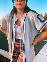 short sleeve zip up vintage baseball tee wilson's label