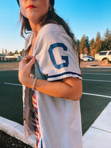 short sleeve zip up vintage baseball tee wilson's label