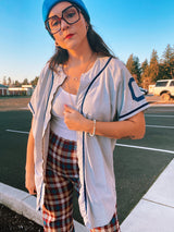 short sleeve zip up vintage baseball tee wilson's label