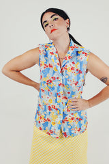 vintage floral button up blouse front