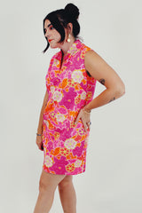 vintage pink floral shift dress side