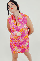 vintage pink floral shift dress