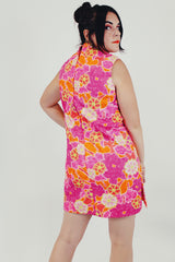 vintage pink floral shift dress back