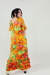 orange vintage dress back