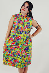 vintage floral printed shift dress