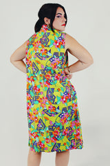 vintage floral printed shift dress back