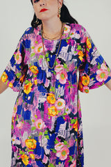 colorful vintage maxi dress closeup