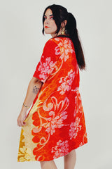 vintage Hawaiian print mini dress side