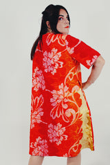 vintage Hawaiian print mini dress back