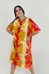 vintage Hawaiian print mini dress front