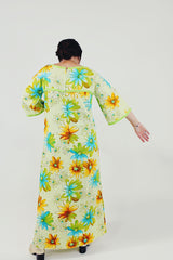 green blue floral vintage maxi dress back