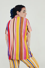 vintage striped button up blouse back