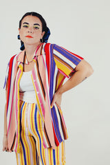 vintage striped button up blouse front