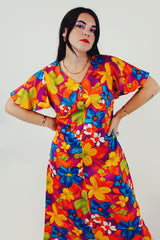 Vintage Floral Print Maxi Dress Front