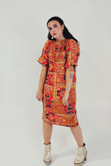 vintage printed shift dress