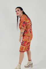 vintage printed shift dress side
