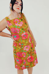 vintage sleeveless floral mini dress