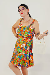 vintage daisy multicolored sun dress
