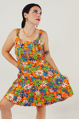 vintage daisy multicolored sun dress