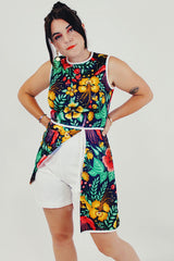 vintage sleeveless hawaiian print romper