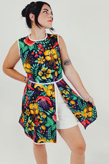 vintage sleeveless hawaiian print romper