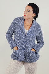 vintage printed button up blazer