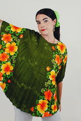 vintage floral pleated blouse