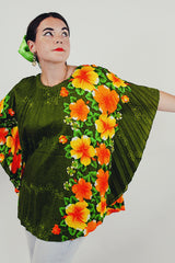 vintage floral pleated blouse