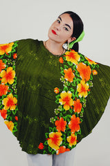 vintage floral pleated blouse