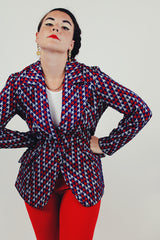 vintage chevron print blazer front