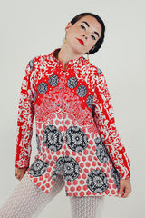 vintage long sleeve shirt with mandarin collar