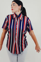 vintage vertical stripe button up