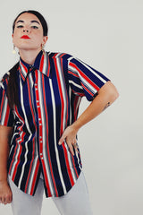 vintage vertical stripe button up