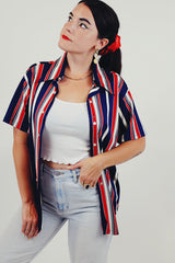 vintage vertical stripe button up