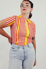 vintage short sleeve yellow red striped tee