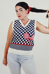 Vintage checkered tennis sweater vest