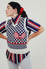 Vintage checkered tennis sweater vest