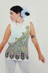 vintage blouse with psychedelic graphic