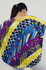 vintage multicolor floral pleated blouse back