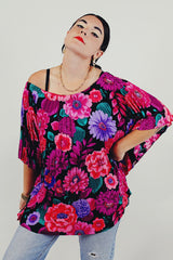 vintage floral pleated blouse