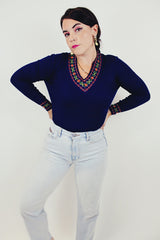 Vintage long sleeve blue pullover sweater